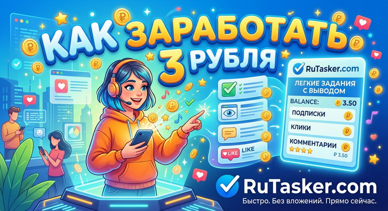 Как заработать 3 рубля в интернете быстро и без вложений