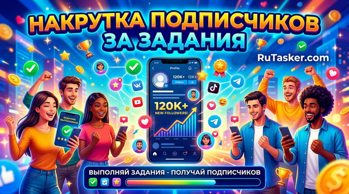 Накрутка подписчиков за задания